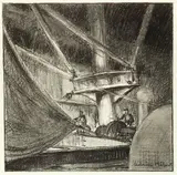 Adrien Hébert, By the Mast, Charcoal on paper