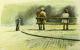 Harry McCormick, Couple on Beach, Watercolor
