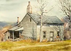 Ernest W. Spring, House on the Hill, Watercolor on paper