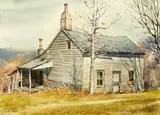 Ernest W. Spring, House on the Hill, Watercolor on paper