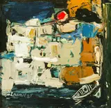 Laxman Pai, Seaside Abstraction, Oil on masonite