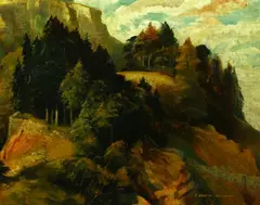 Rocky Landscape by Edward Bouverie Hoyton, Oil on board, sold May 2004