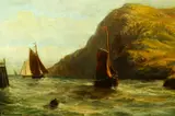 W. Marston Derrick, Sailing Ships on Coast, Oil on board