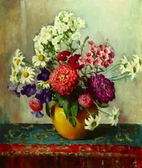 Mums by Frances S. Eanes, Oil on canvas, sold May 2004