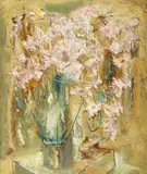 Sterling B. Strauser, Pink Chrysanthemums, Oil on board