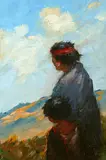 Henry Brevoort Eddy, Indian, Oil on board