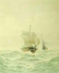 Frederick S. Cozzens, Ships at Sea, Watercolor