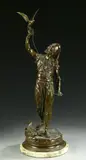 The Falconer by Pierre-Jules Mêne, Bronze, golden brown patina, sold May 2004