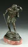 Emile C. H. Guillemin, Shakespearean Figure with Sword, Bronze, brown patina