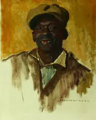 Untitled by Harrington Mann, MAN IN A BROWN CAP, oil on canvas, offered May 2004