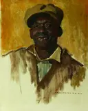 Harrington Mann, Untitled, MAN IN A BROWN CAP, oil on canvas