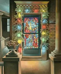 John N. Robinson, Christmas Door, Oil on canvasboard