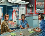 John N. Robinson, Breakfast at the Robinson'S, 1959, Acrylic on canvasboard