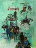 Alfred Opisso, Equestrian Vignettes, Oil on canvas
