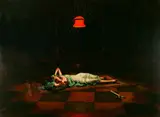Karl Weisz, Untitled, A RECLINING BEAUTY UNDER LAMPLIGHT, oil on canvas