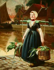 Hermann Knopf, Young Woman Returning from Market, Oil on canvas