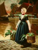 Hermann Knopf, Young Woman Returning from Market, Oil on canvas
