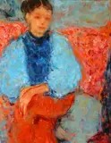 Robert Delval, Catherine a la Blousse Bleue, Oil on canvas
