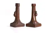 Robert 'Mouseman' Thompson, Pair of carved oak octagonal candlesticks