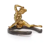 Georges Récipon, 'Le Porte Bonheur', c.1900, an Art Nouveau patinated and gilt-bronze figure