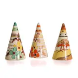 Clarice Cliff, Group of three miniature pottery conical sifters
