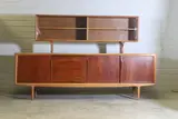 Gunni Omann, Teak sideboard, c.1960, the superstructure with open shelves and glass sliding doors