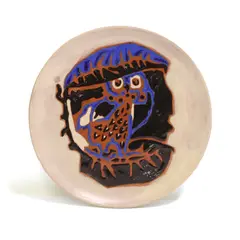 Glazed terracotta plate by Jean Lurçat, sold Jan 2025