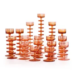 Ronald Stennett-Willson, Group of 17 'Sheringham' glass candlesticks, c.1970