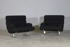 William Plunkett, Pair of 'Kingston' armchairs, c.1970, each with black upholstery