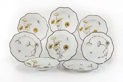 Alberto Pinto, Part ' Les Champignons' Limoges porcelain table service, each enamelled with mushrooms and insects