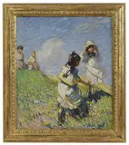 Dorothea Sharp, 'Girls Picking Daffodils' oil on canvas 105 x 90cm
