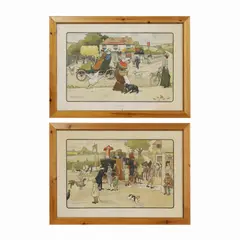 Victor Venner, 'Past' and 'Present' a pair of lithographs in colour