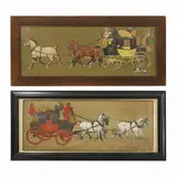Cecil Aldin, 'The Liverpool Coach' and 'The Glasgow Coach' two chromolithographs 38 x 101cm and 39 x 105cm respectively (2)