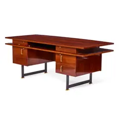 Maison Leleu, 318 Executive Desk, mahogany, patinated and gilt-bronze