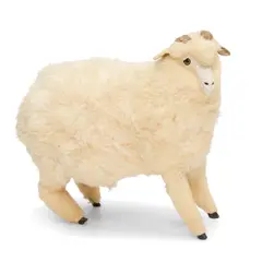 Maker Unknown, Sheep, wool, simulated horn, glass, painted composite
