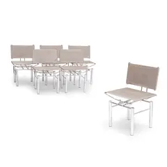 Hans-Ullrich Bitsch, Set of Six Series 8600 Side Chairs, , chrome-plated steel, woven aluminum mesh