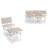 Hans-Ullrich Bitsch, Set of Six Series 8600 Side Chairs and One Ottoman, , chrome-plated steel, woven aluminum mesh, faux leather, one chair with label 'Made in West Germany' on underside