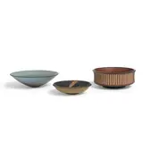 Harrison McIntosh, Blue Striped Bowl, Spiral Bowl and White Striped Brown Bowl with Black Lip (Three Works)