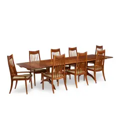 Sam Maloof, Dining Table and Eight Chairs, walnut, upholstery, together with two table leaves, chairs each signed 'Sam Maloof f