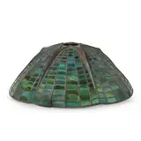 Spider Lamp Shade by Tiffany Studios, leaded glass, shade tag stamped 'TIFFANY STUDIOS NEW YORK', sold Jul 2024
