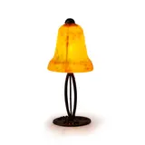 Edgar Brandt and Daum Frères, Table Lamp, wrought-iron, blown glass, base stamped 'EBRANDT', shade etched 'DAUM NANCY' with Cross of Lorraine
