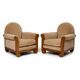Louis Süe and André Mare, Pair of Armchairs, mahogany, velvet
