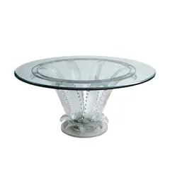 Marc Lalique, Cactus Table, for Lalique, molded glass, chromed metal, one element etched 'LALIQUE'