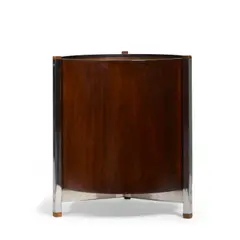 Planter by Edward Wormley, model 888A for Dunbar, walnut, chromed metal, copper insert, sold Jul 2024