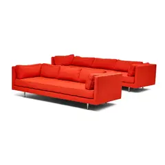 Two Sofas by Florence Knoll, wool upholstery, steel, sold Jul 2024