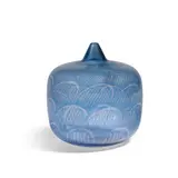 Ingeborg Lundin, Blue Apple Expo Vase with Stylized Floral Design, for Orrefors, blown glass, engraved 'ORREFORS Expo Ou 206-65 Ingeborg Lundin' on underside