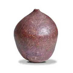 Henry Takemoto, Monumental Floor Vase, glazed stoneware with engobe decoration