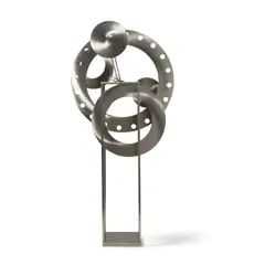 Bruce Stillman, Timepiece (Kinetic Sculpture), polished steel, impressed 'STILLMAN 83' along the lower edge
