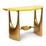 Console by Philippe Hiquily and Jean-Claude Farhi, gilt-bronze, yellow altuglas, sold Jul 2024