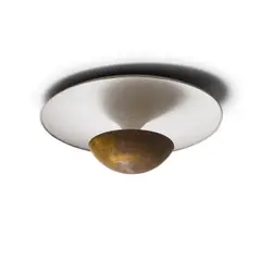 Ceiling Light by Gino Sarfatti, brass, enameled metal, sold Jul 2024